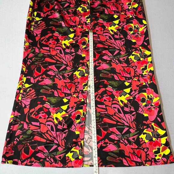 OPEN EDIT High Waist Abstract Floral Print Midi Skirt | Large | Neon Streetwear - Picture 8 of 12